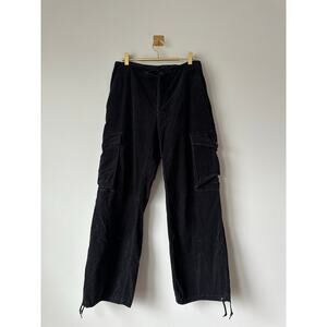 Vintage Y2K Gap Black Cargo Pants Utility Drawstring Hem Size 12